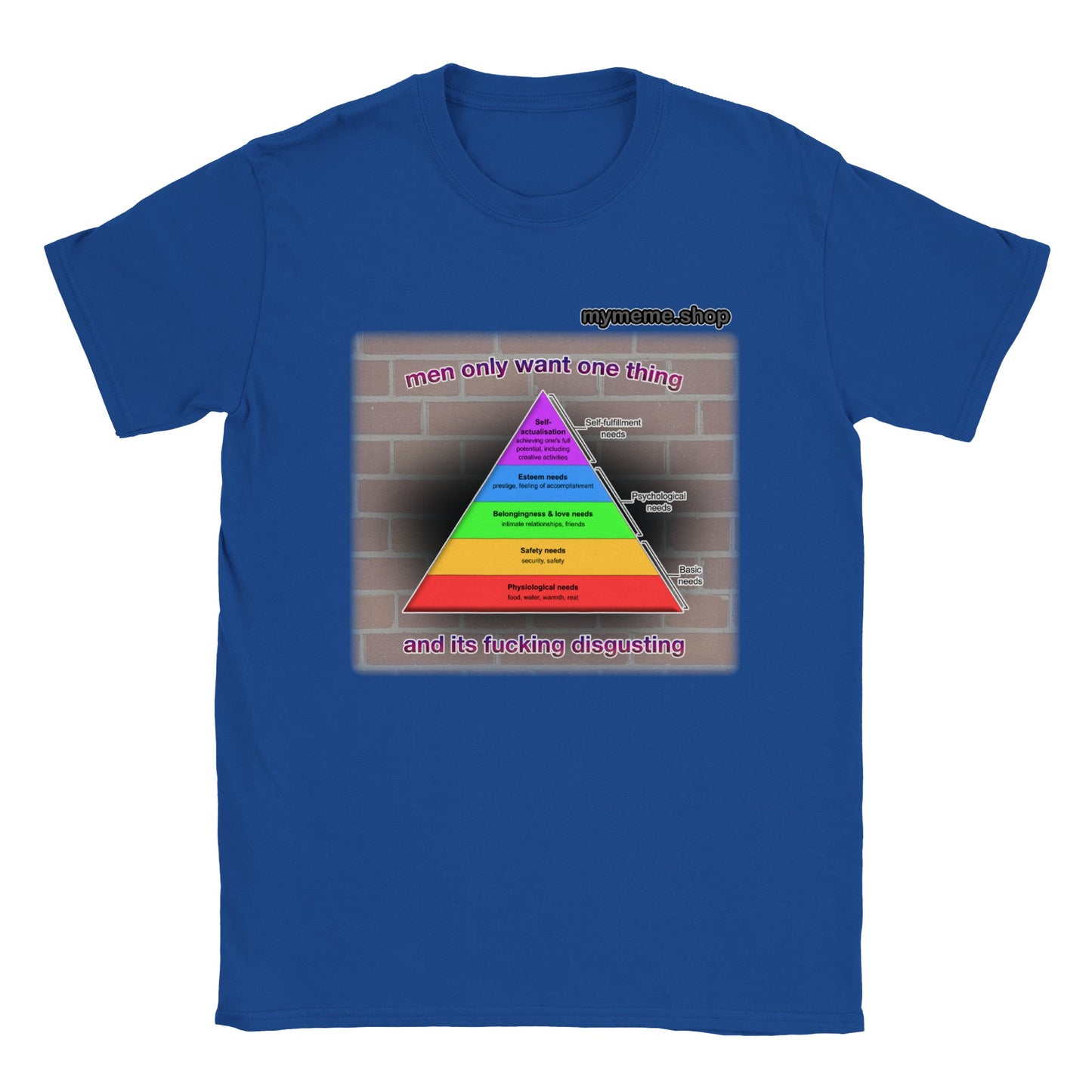 Men only want one thing "Pyramid of psychological needs" T-shirt