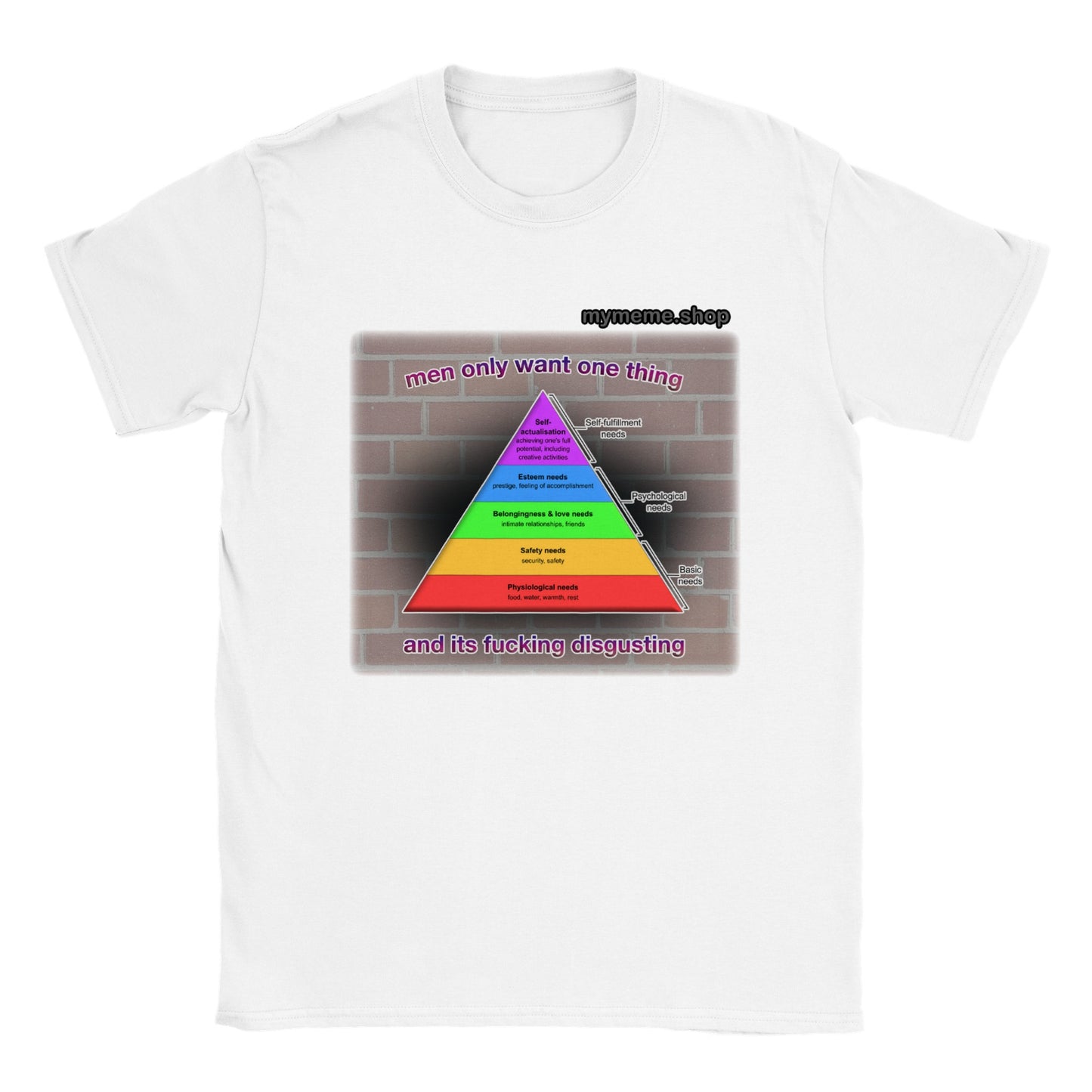 Men only want one thing "Pyramid of psychological needs" T-shirt