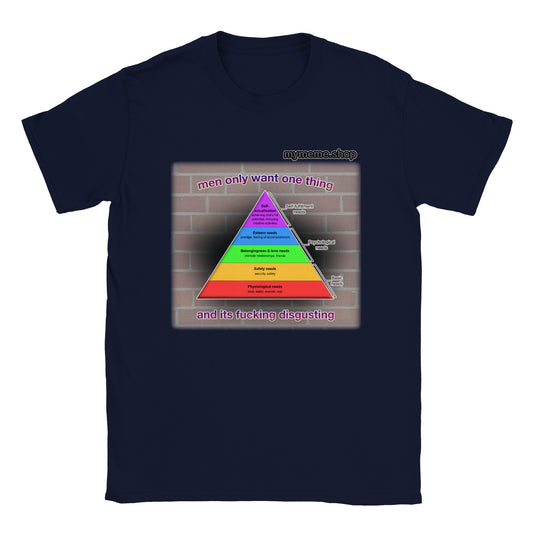 Men only want one thing "Pyramid of psychological needs" T-shirt