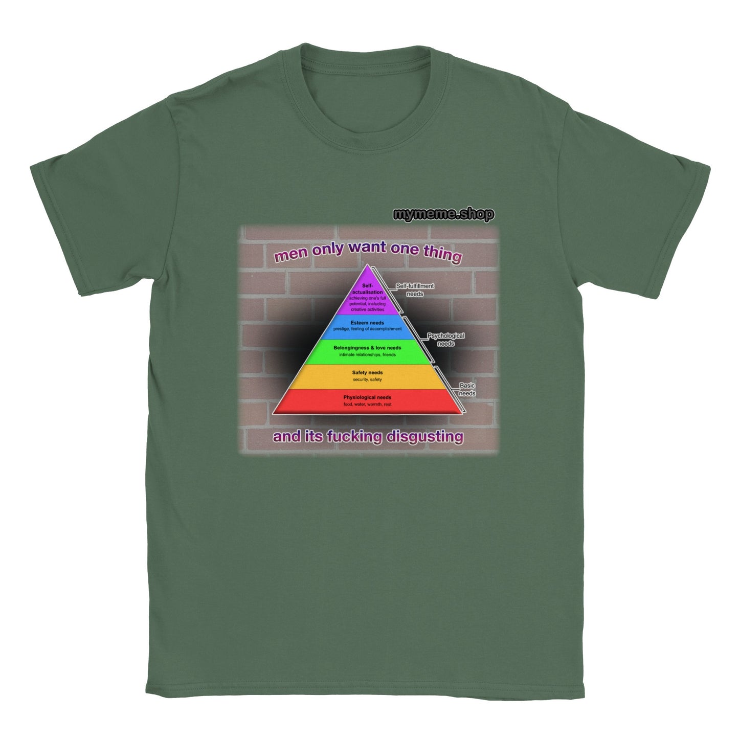 Men only want one thing "Pyramid of psychological needs" T-shirt