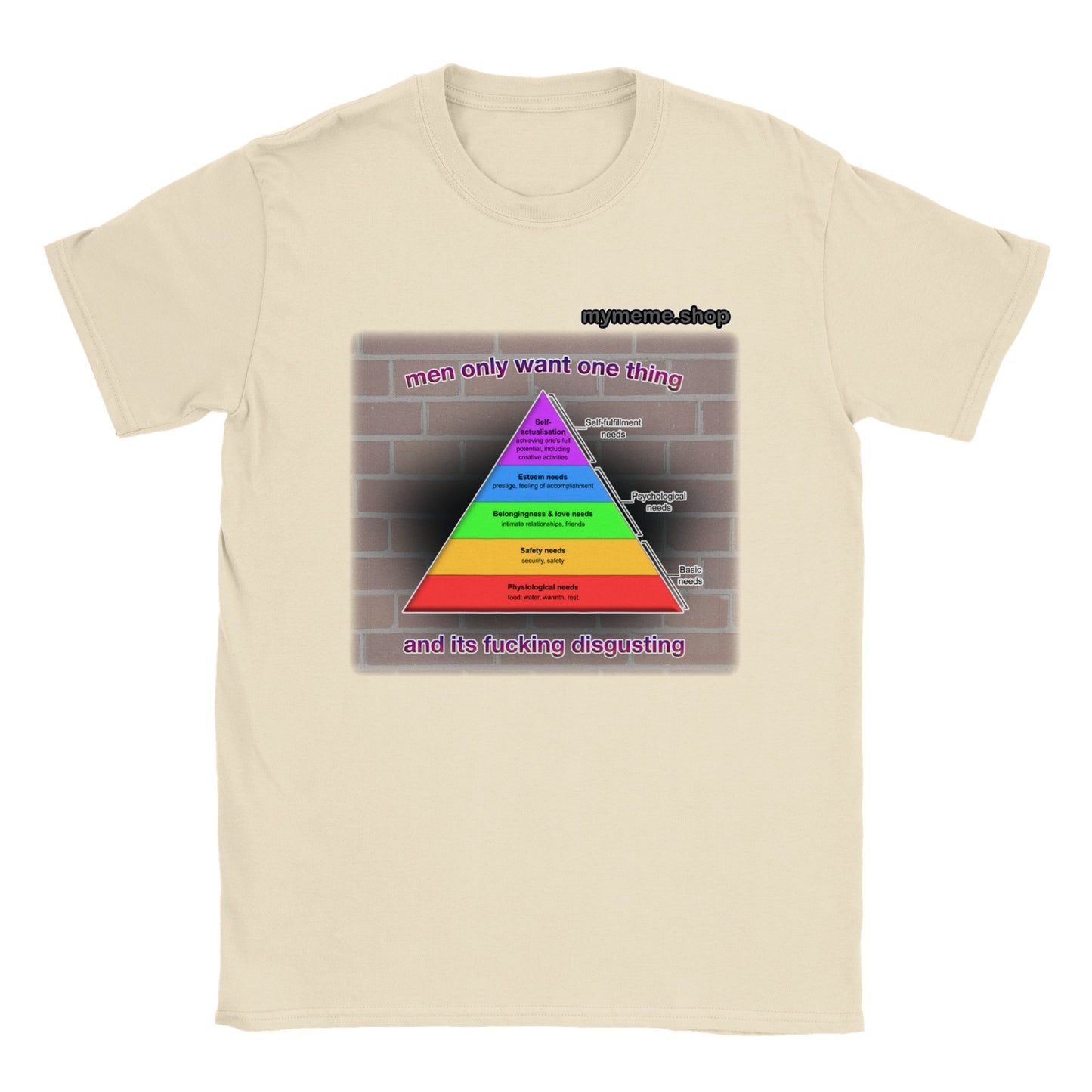 Men only want one thing "Pyramid of psychological needs" T-shirt